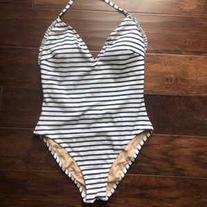 J Crew Ruffle Striped One Piece
